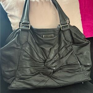 Burberry Black Leather Knotted-Front Shoulder Bag